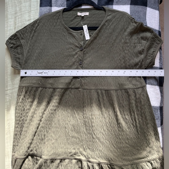 NWT Madewell Dress Size Small green Resourced Crinkle knit tiered‎ Mini Classic - Picture 10 of 10